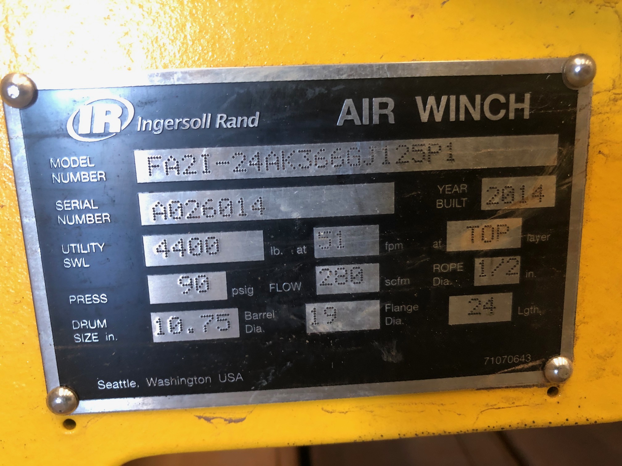 air winch placard
